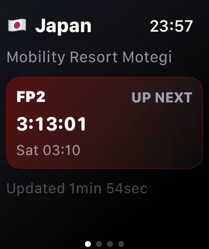 The next-session countdown on Apple Watch
